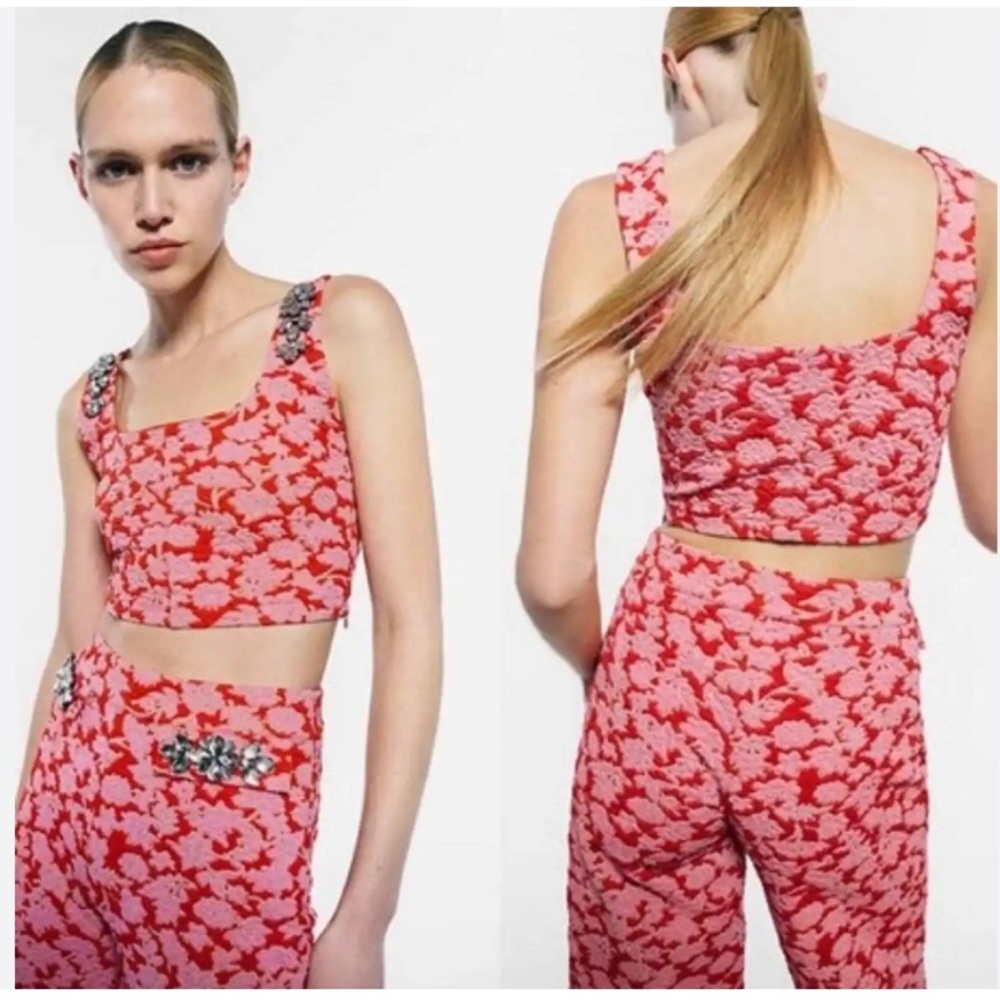 Zara Cropped Pebble Appliques Top